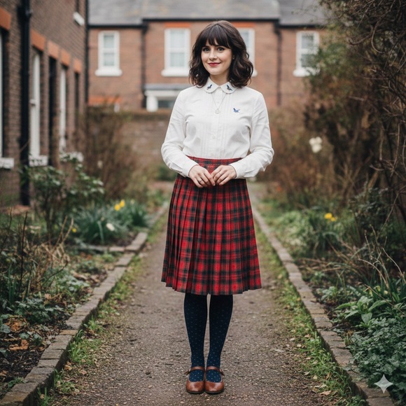 Appleseed's Dresses & Skirts - Vintage Appleseed’s Red Tartan A-line Plaid Pleated Midi Skirt 14 Academia Twee